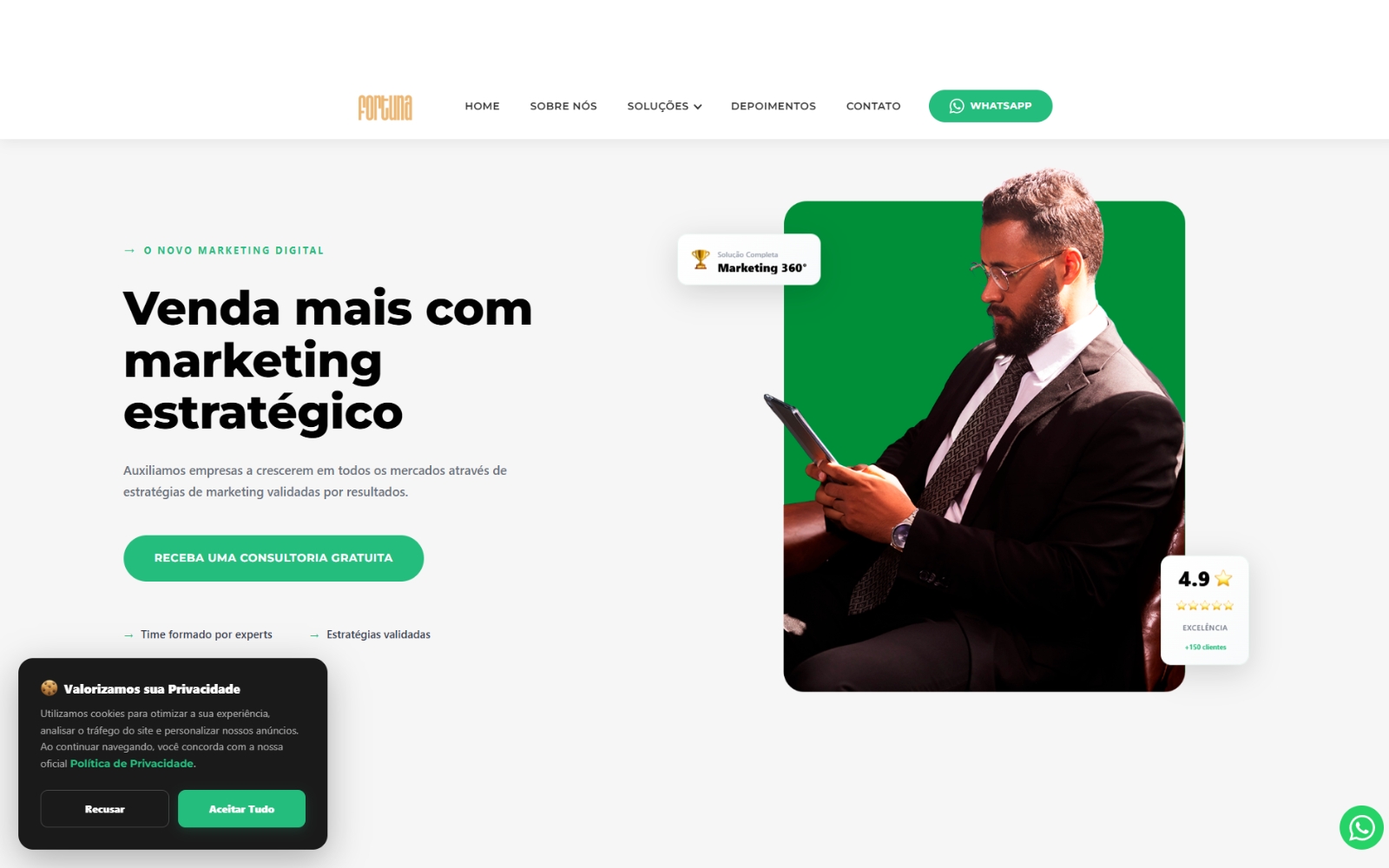 Fortuna 360 - Website profissional corporativo com blog e captação de leads